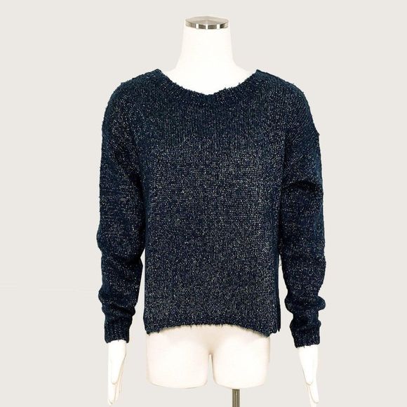 Joie Sweaters - Joie Blue Knit Metallic Sweater